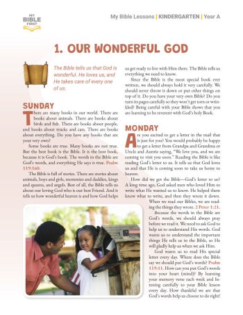 Kindergarten Bible Lessons (indiv. weekly) Year A Quarter 1