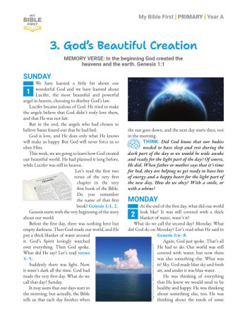Primary Bible Lessons (indiv. weekly) Year A Quarter 1