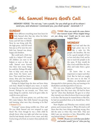 Primary Bible Lessons (indiv. weekly) Year A Quarter 4